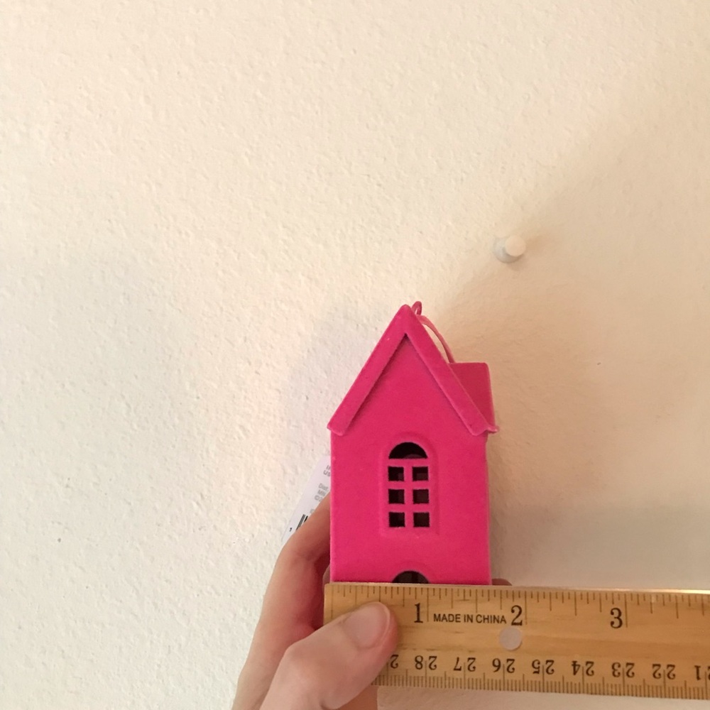 NWT Wondershop Hot Pink Townhouse Cottage Flocked Christmas Ornament - Picture 6 of 6